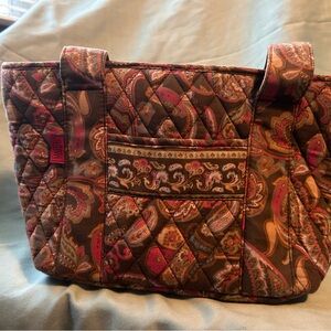 Maggi B Quilted Paisley Insulated Lunch Tote - Brown and Pink